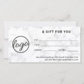 Moderne Logo Simple Grey Marble Gift Certificate (Voorkant)