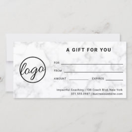 Moderne Logo Simple Grey Marble Gift Certificate