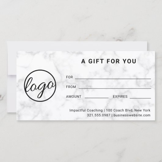Moderne Logo Simple Grey Marble Gift Certificate (Voorkant)