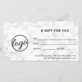 Moderne Logo Simple Grey Marble Gift Certificate (Voorkant / Achterkant)