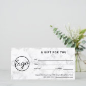 Moderne Logo Simple Grey Marble Gift Certificate (Staand voorkant)