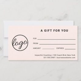 Moderne Logo Simple Pink Blush Cadeaubon