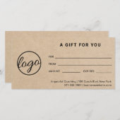 Moderne Logo Simple Rustic Cadeaubon (Voorkant / Achterkant)