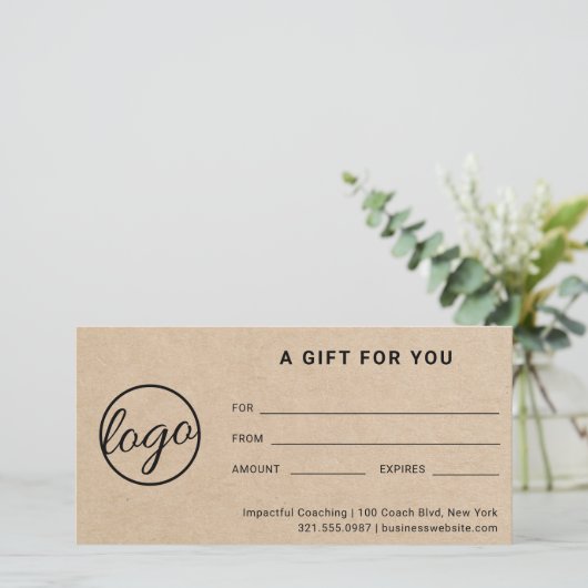 Moderne Logo Simple Rustic Cadeaubon (Staand voorkant)