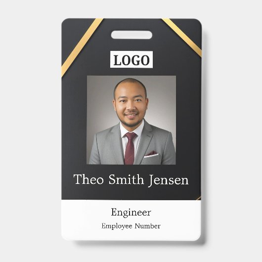 Moderne logo sjabloon personeelsfoto ID Badge (Voorzijde)