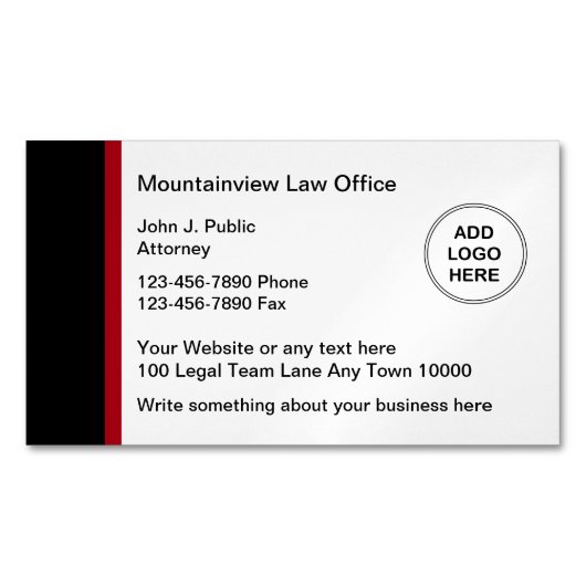 Moderne Logo-Sjabloon van de advocaat Magnetisch Visitekaartje (Voorkant)