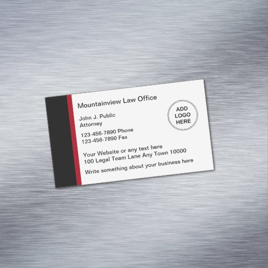 Moderne Logo-Sjabloon van de advocaat Magnetisch Visitekaartje (Voorbeeld)