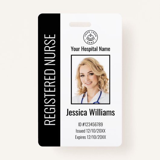 Moderne Logo Sjabloon werknemer Foto naam zuster-i Badge (Voorkant)