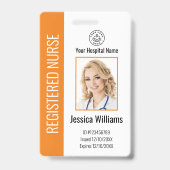 Moderne Logo Sjabloon werknemer Foto naam zuster-i Badge (Front)