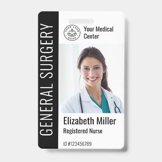 Moderne Logo Sjabloon werknemer Foto naam zuster-i Badge (Front)