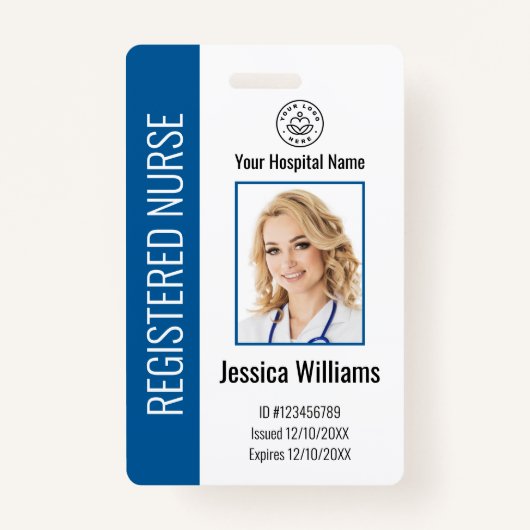 Moderne Logo Sjabloon werknemer Foto naam zuster-i Badge (Voorkant)