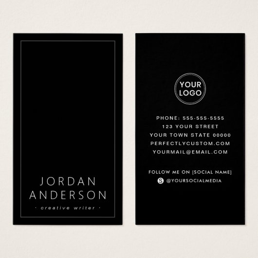 Moderne logo sociale media zwarte visitekaartjes (Voorkant /achterkant)