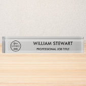 Moderne Logo Soft Grey Medewerker Minimalistisch Naambordje