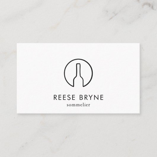 Moderne Logo Sommelier White Visitekaartje (Voorkant)