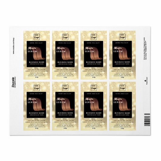 Moderne logo sparkle script-serumlabel etiket (Full Sheet)