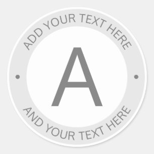 Moderne Logo Stijlmonogram   Grijs en wit Ronde Sticker