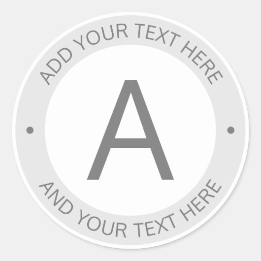Moderne Logo Stijlmonogram | Grijs en wit Ronde Sticker (Voorkant)