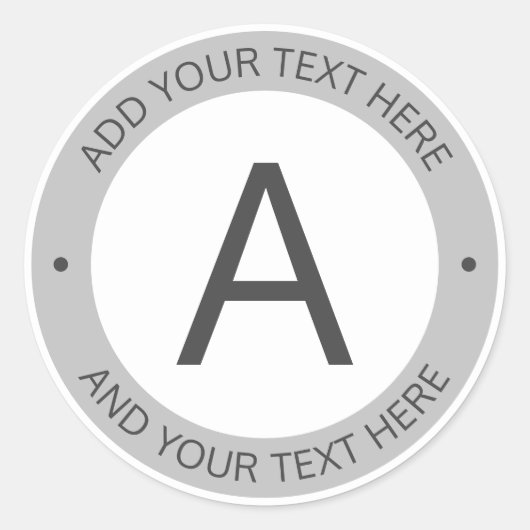 Moderne Logo Stijlmonogram | Wit en grijs Ronde Sticker (Voorkant)
