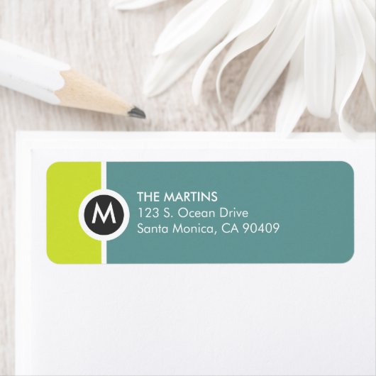 Moderne logo-tag - Geel/Blauw Etiket (Insitu)