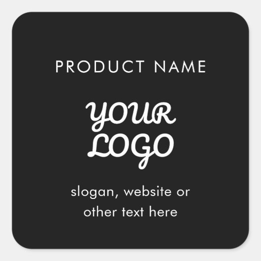 Moderne Logo & Tekst | Zwart-wit product Vierkante Sticker (Voorkant)