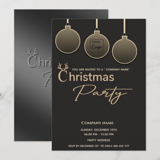 Moderne logo typografie zakelijk kerstfeest kaart (Voorkant / Achterkant)