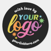 Moderne Logo URL Zwart Wit Regenboog Met Liefde Ronde Sticker (Voorkant)