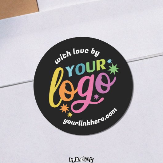 Moderne Logo URL Zwart Wit Regenboog Met Liefde Ronde Sticker