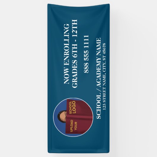 Moderne Logo van de Blauwe School Nu inschrijven Spandoek (Verticaal)