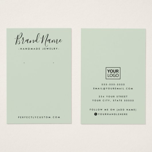 Moderne logo van script groene oorringkaart visitekaartje (Voorkant /achterkant)