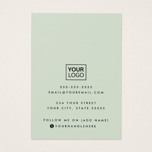 Moderne logo van script groene oorringkaart visitekaartje (Achterkant)