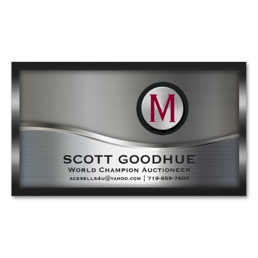 Moderne LOGO van zwart-wit en zilver Magnetisch Visitekaartje (Voorkant)