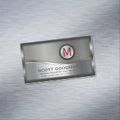 Moderne LOGO van zwart-wit en zilver Magnetisch Visitekaartje (Voorbeeld)