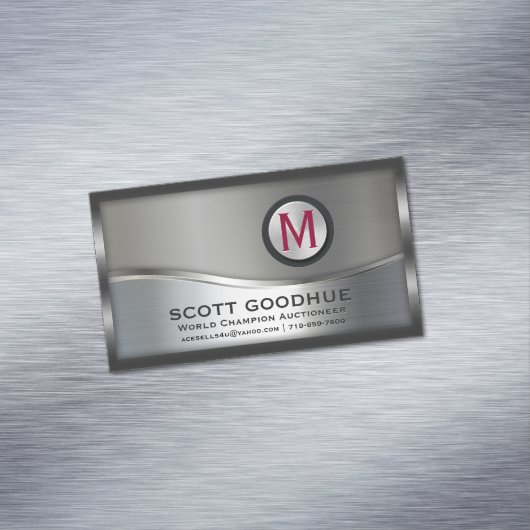 Moderne LOGO van zwart-wit en zilver Magnetisch Visitekaartje (Voorbeeld)