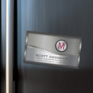 Moderne LOGO van zwart-wit en zilver Magnetisch Visitekaartje