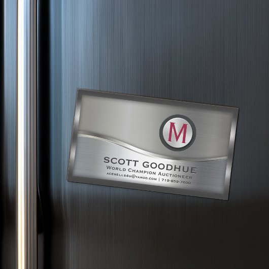 Moderne LOGO van zwart-wit en zilver Magnetisch Visitekaartje