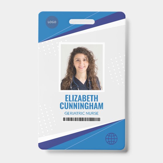 Moderne Logo Verpleegkundige Naam Barcode Badge (Voorkant)