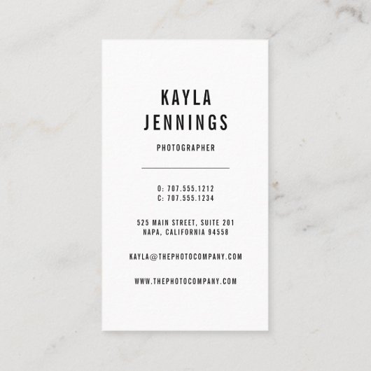 Moderne Logo | Verticaal fotograaf Visitekaartje (Achterkant)
