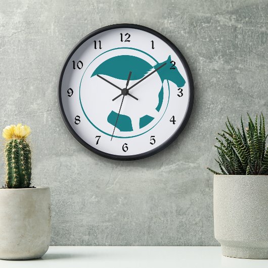 Moderne Logo voor Blauwgroen paarden Ronde Klok