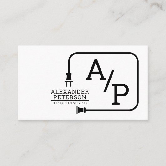 Moderne Logo voor verlengsnoer voor elektricien Visitekaartje (Voorkant)