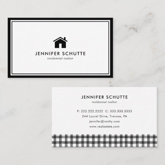 Moderne Logo voor zwart-wit en wit thuis - Estate  Visitekaartje (Voorkant / Achterkant)