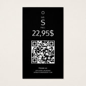 Moderne logo zwart wit QR-code kleding hanglabel Visitekaartje (Achterkant)