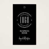 Moderne logo zwart wit QR-code kleding hanglabel Visitekaartje (Voorkant)