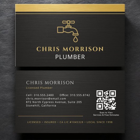 Moderne Loodgieter QR Code Visitekaartje