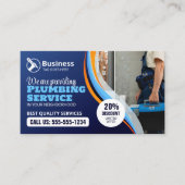 Moderne loodgietersinstallatie Blauw Sinaasappel Visitekaartje (Voorkant)