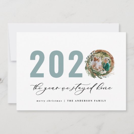 Moderne loof met 2020 bleef thuis feestdagenkaart (Voorkant)