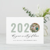 Moderne loof met 2020 bleef thuis feestdagenkaart (Staand voorkant)