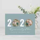 Moderne loof met 2020 bleef thuis feestdagenkaart (Staand voorkant)