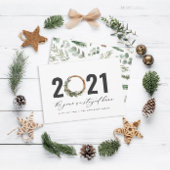 Moderne loof met 2020 bleef thuis feestdagenkaart