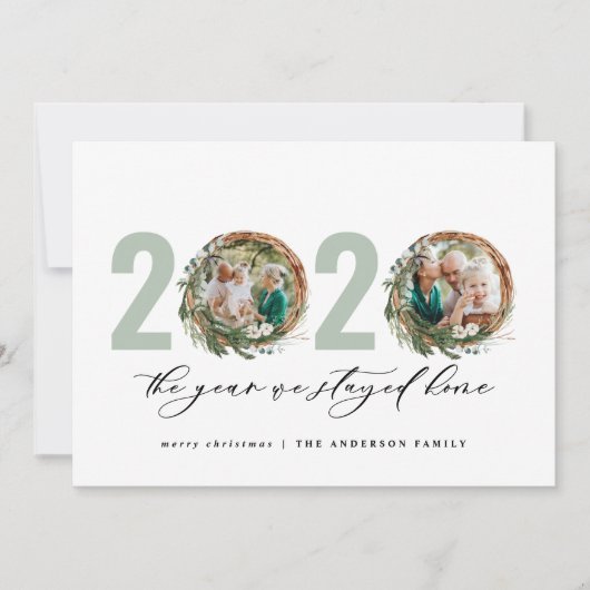 Moderne loof met 2020 bleef thuis feestdagenkaart (Voorkant)