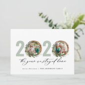 Moderne loof met 2020 bleef thuis feestdagenkaart (Staand voorkant)